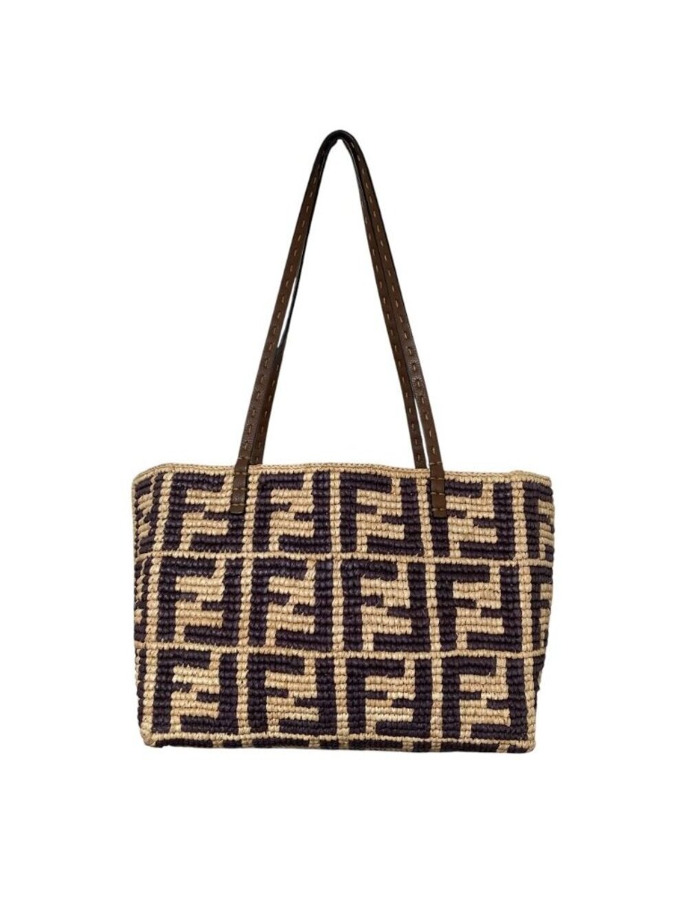 Fendi Roll Small Rapphire Tote Bag Natural Brown